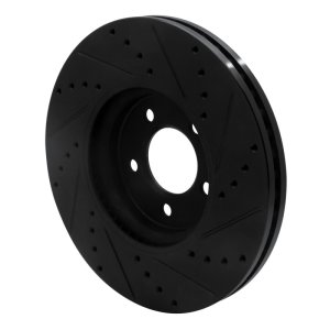 Jaguar S-Type Brake Rotor (1) - Front Left - R1 Concepts - Drilled & Slotted - Black - `06-`08